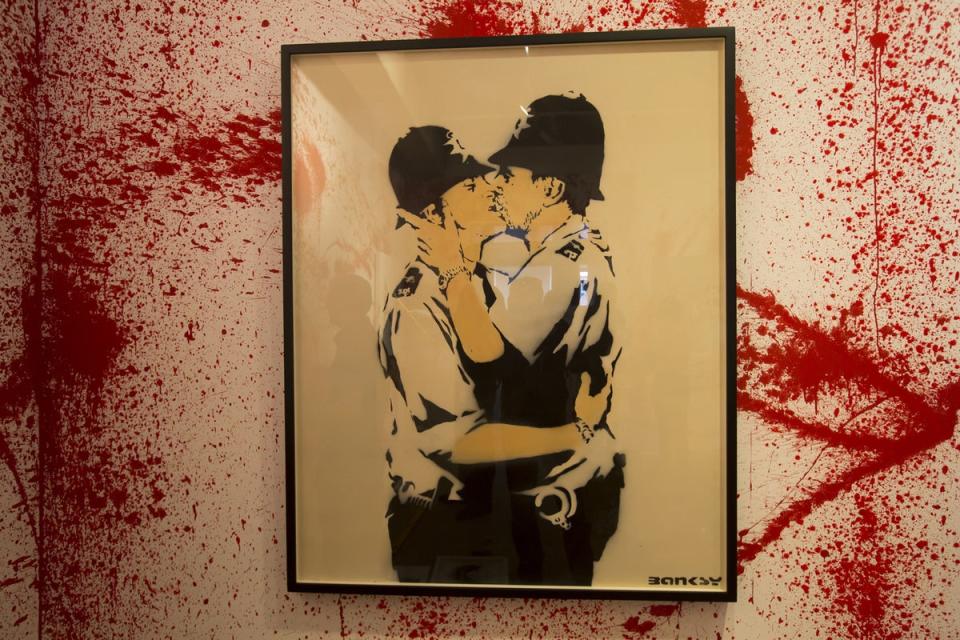 Sotheby's host the first unauthorized retrospective exhibition of works by Banksy Curated by Steve Lazarides-Banksy's agent in the early years (Alex Lentati)