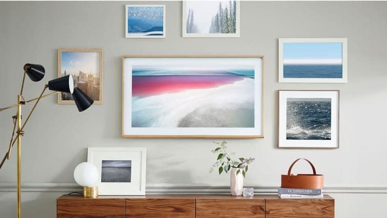 The Frame is more than just a slick screen to watch your favorite shows, as it can also display eye-catching artwork in your living room.