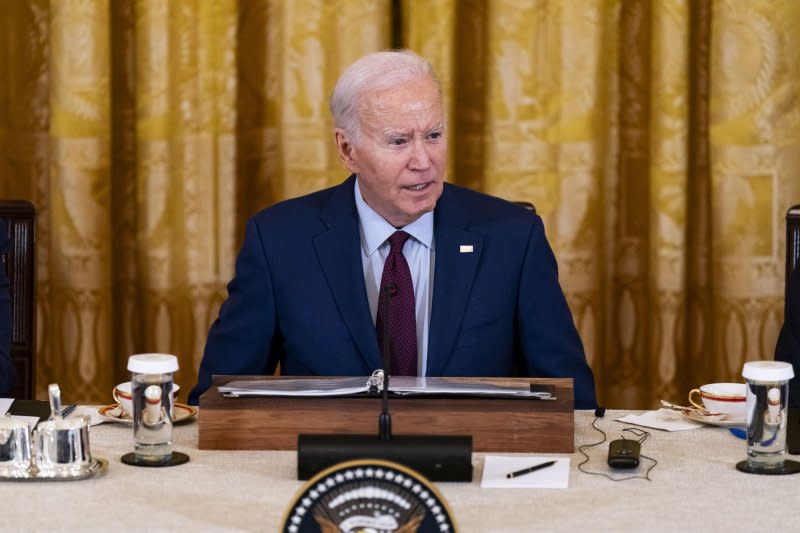 U.S. President Joe Biden urged congressional leaders in a phone call Sunday to act on his national security supplemental bill. Photo by Al Drago/UPI