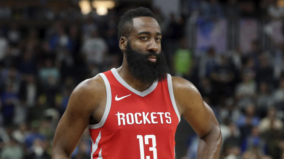 James Harden won his first NBA MVP award Monday, a year after finishing second in voting to former teammate Russell Westbrook. (AP)