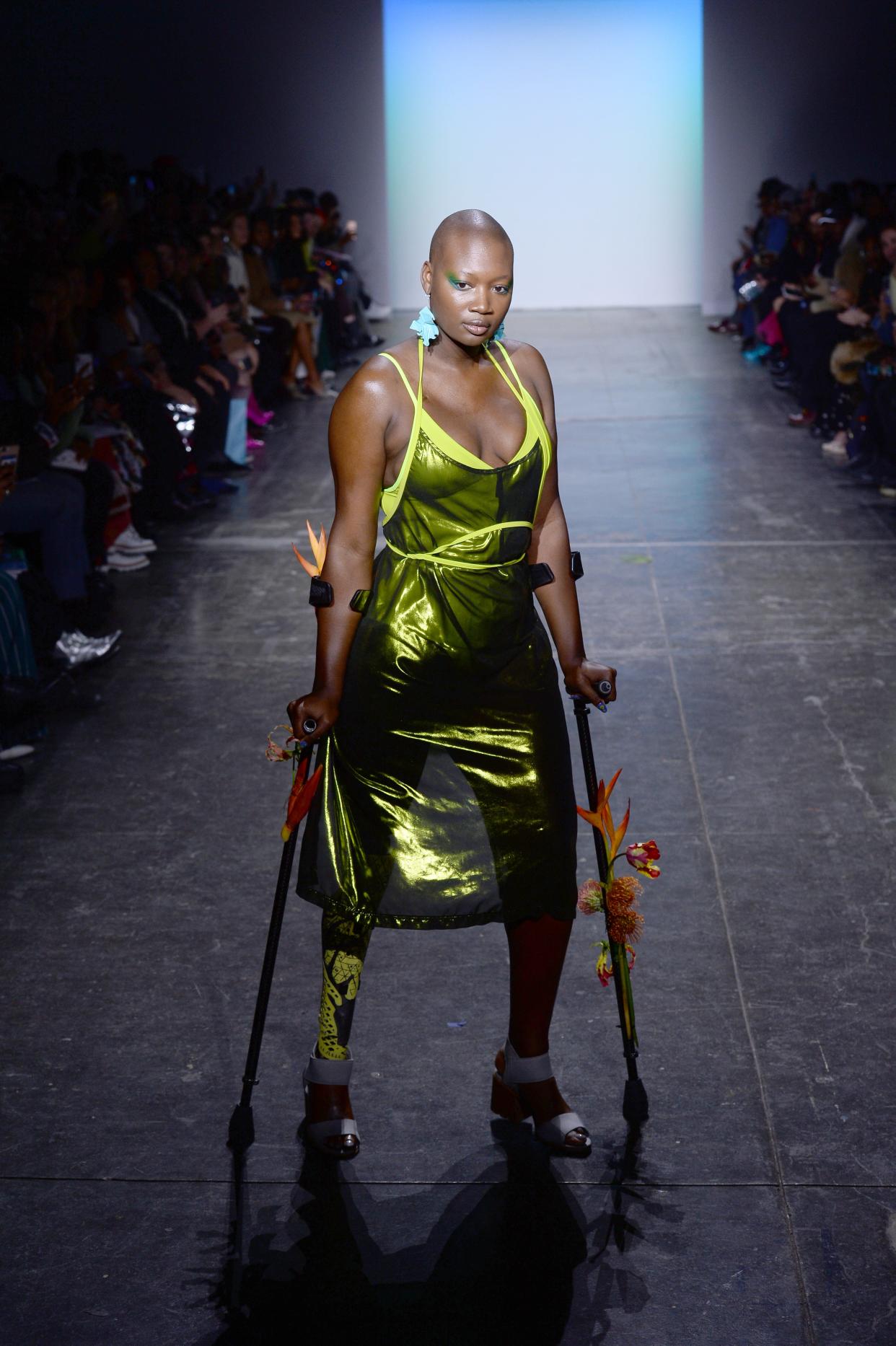 Mama Cax walks the runway for the Chromat fashion show during New York Fashion Week: The Shows at Industria Studios on February 8, 2019 in New York City.