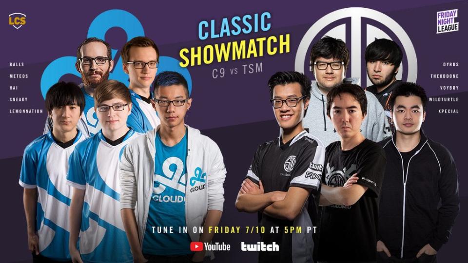 LCS今日找回C9、TSM經典成員進行表演賽。   圖：翻攝自推特