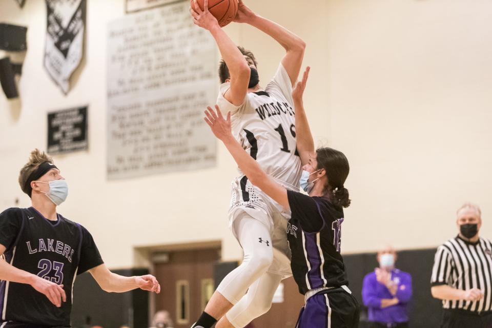 Jasper-Troupsburg's Colby Cornish (12) power to the hoop against Hammondsport last season.