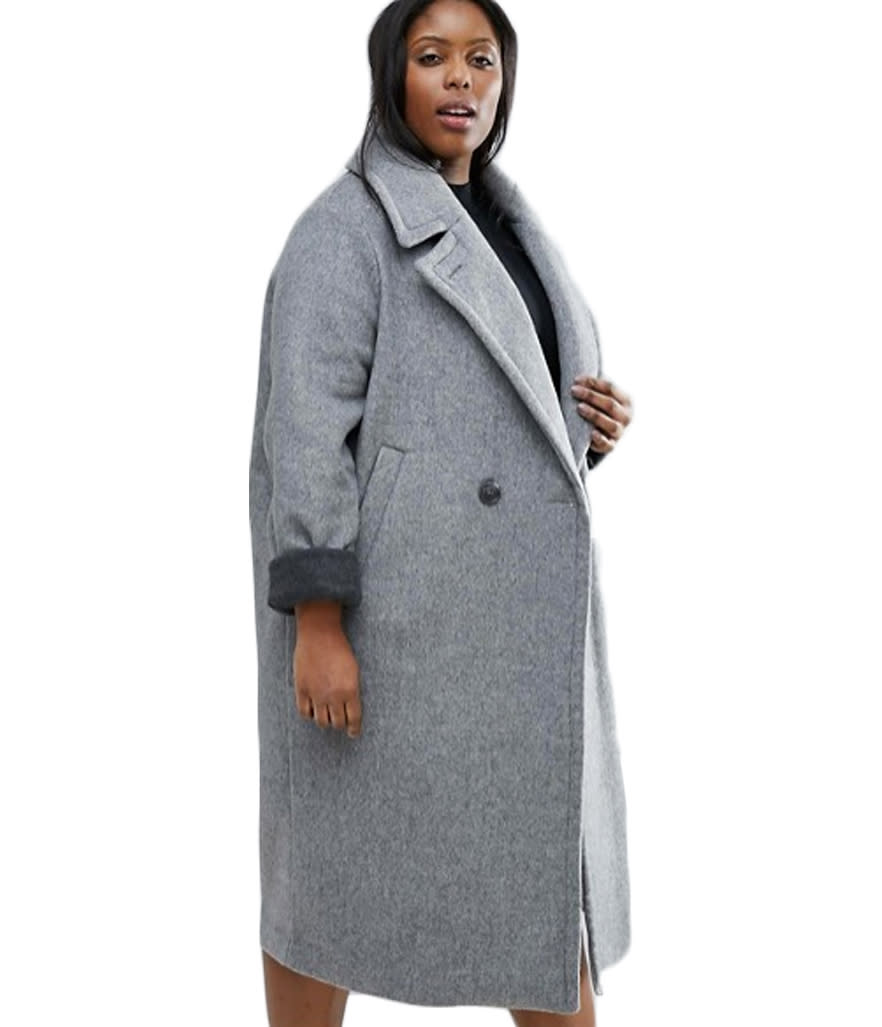 ASOS Curve Contrast Cuff Cocoon Coat