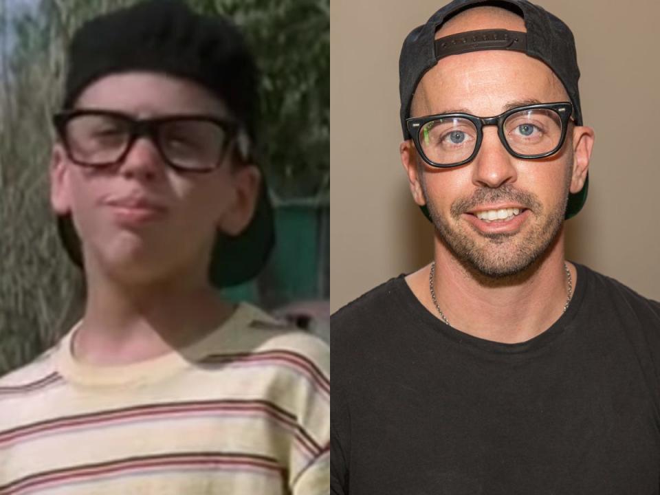 (left) chauncey leopardi in the sandlot (right) chauncey leopardi at a sandlot reunion in 2019