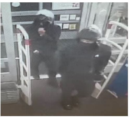 Akron police say the same two men who robbed a Walgreens Saturday night on East Waterloo Road are suspects in other Firestone Park robberies.