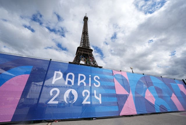 Eiffel Tower and Paris 2024 branding