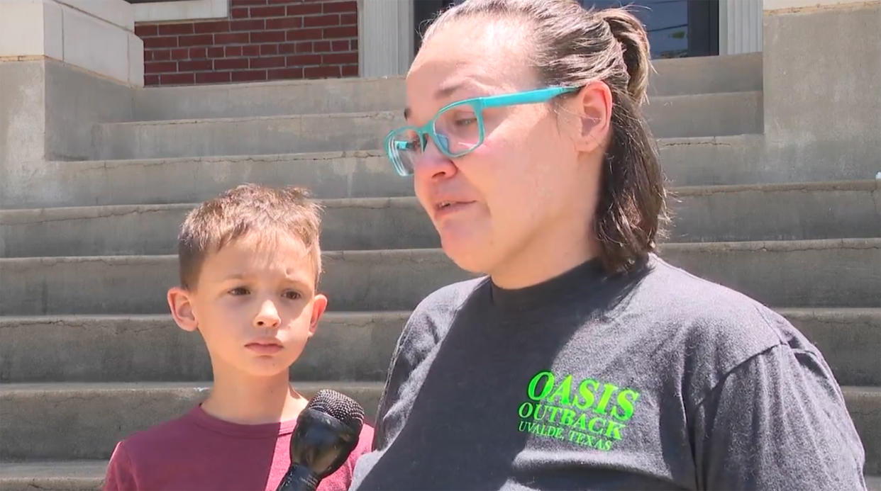 Nikki Astling, the mother of Robb Elementary School student Chance Aguirre, expressed grief during an interview with NBC local news affiliate WOAI-TV. (news4sanantonio.com)