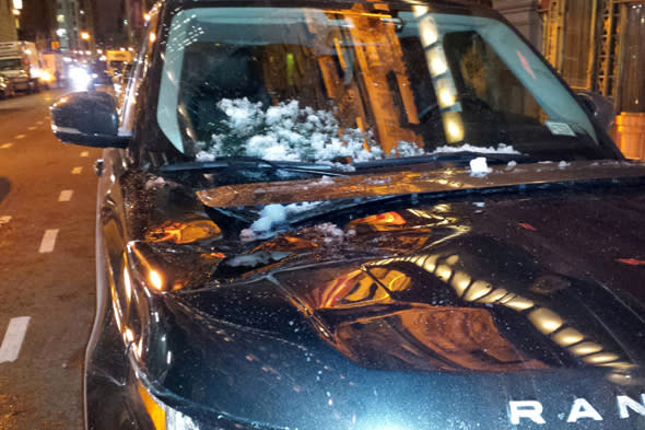 photos of falling ice on simon cowell's car