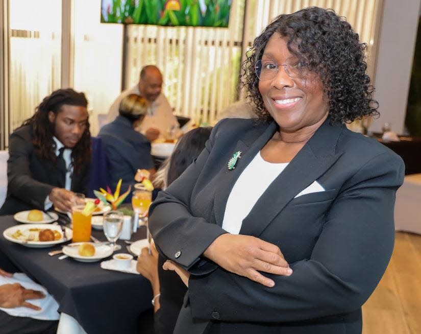 Ruth Smith, department chair and associate professor of hospitality management, oversees operations during the student-run restaurant's reopening.