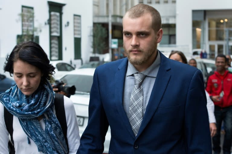 Henri van Breda arriving with his partner Danielle Janse van Rensburg at the Western Cape High Court to hear the verdict in his triple murder trial