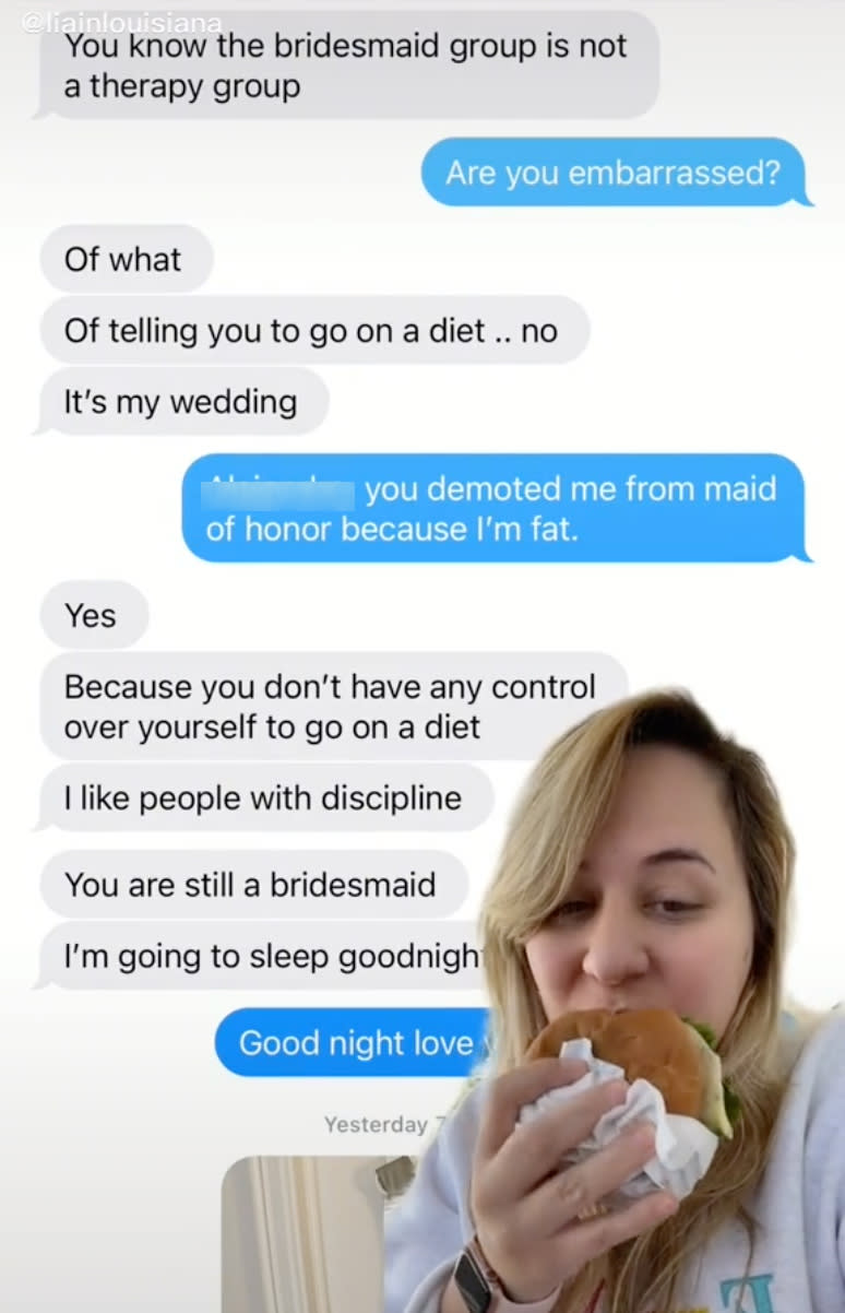 Bride's nasty messages to bridesmaids