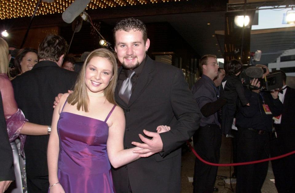Keltie and former Neighbours Ryan Maloney at the TV Week Logies 2000 at the Crown Casino in Melbourne (Getty Images)