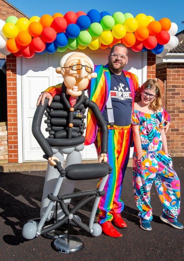 Craig Cash, Olivia-Mae and their model of Captain Tom Moore