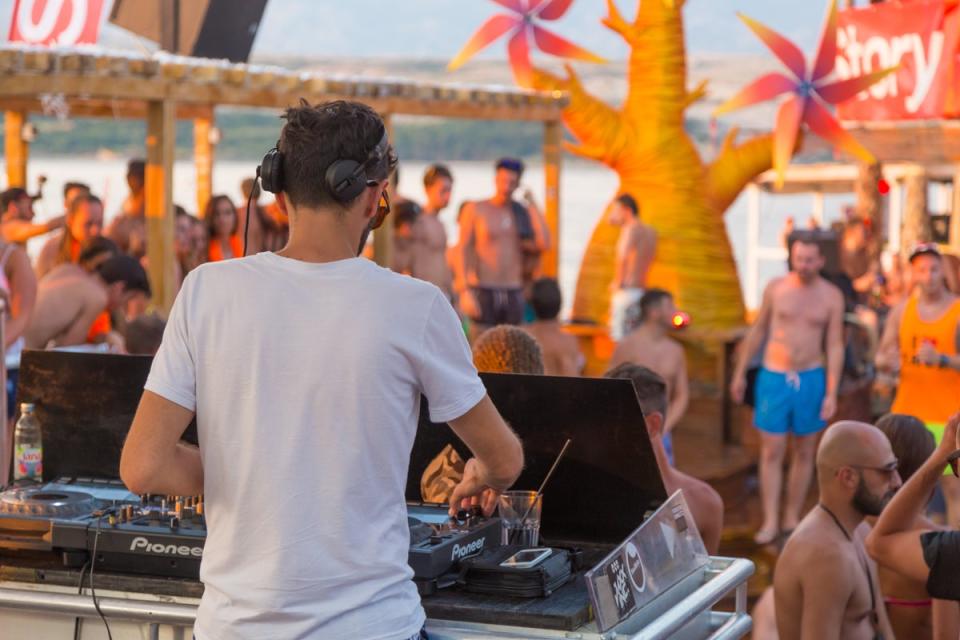 Zrce beach on Pag Island is home to huge outdoor clubs (Getty Images)