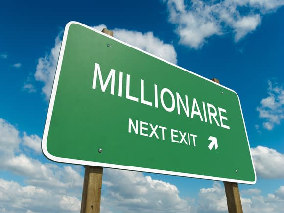 highway sign that points to millionaire as next exit