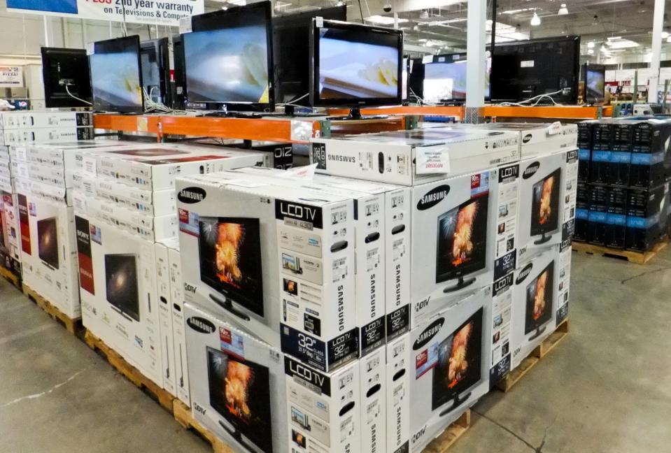 boxes of tv's at a store