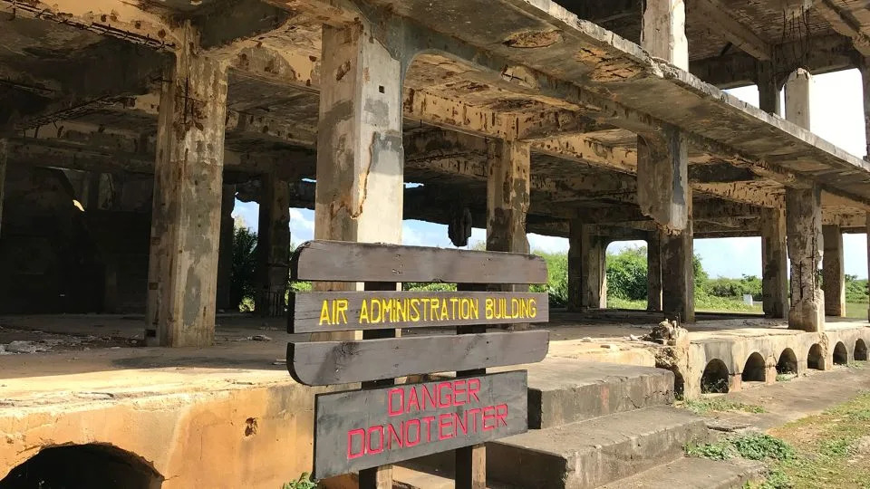 The ruins of World War II-era buildings at North Airfield, Tinian, are seen in January 2020. - Brad Lendon/CNN