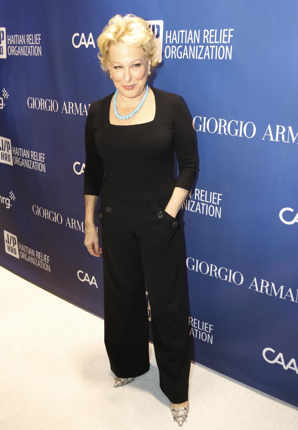 Bette Midler arrives at the 3rd Annual Sean Penn & Friends HELP HAITI HOME Gala on Saturday, Jan. 11, 2014 at the Montage Hotel in Beverly Hills, Calif. (Photo by Colin Young-Wolff /Invision/AP)