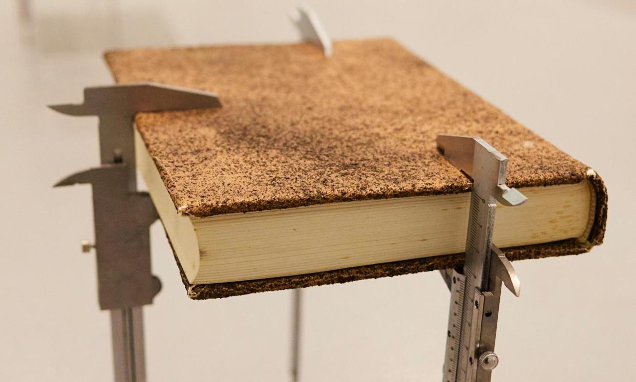 <span>This striking image of a book suspended on callipers was part of the Rwandan artist Francis Offman’s ‘Untitled’ exhibition at Tate Liverpool. Books and Rwanda both feature in this week’s quiz.</span><span>Photograph: Christopher Thomond/The Guardian</span>