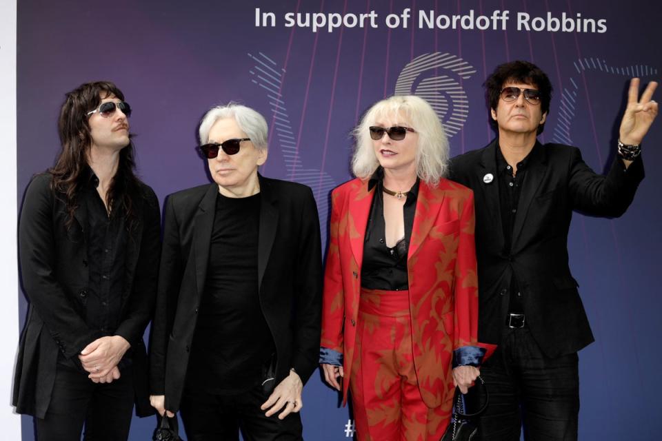 (L-R) Matt Katz-Bohen, guitarist Chris Stein, singer Debbie Harry and Clem Burke of Blondie (Getty Images)