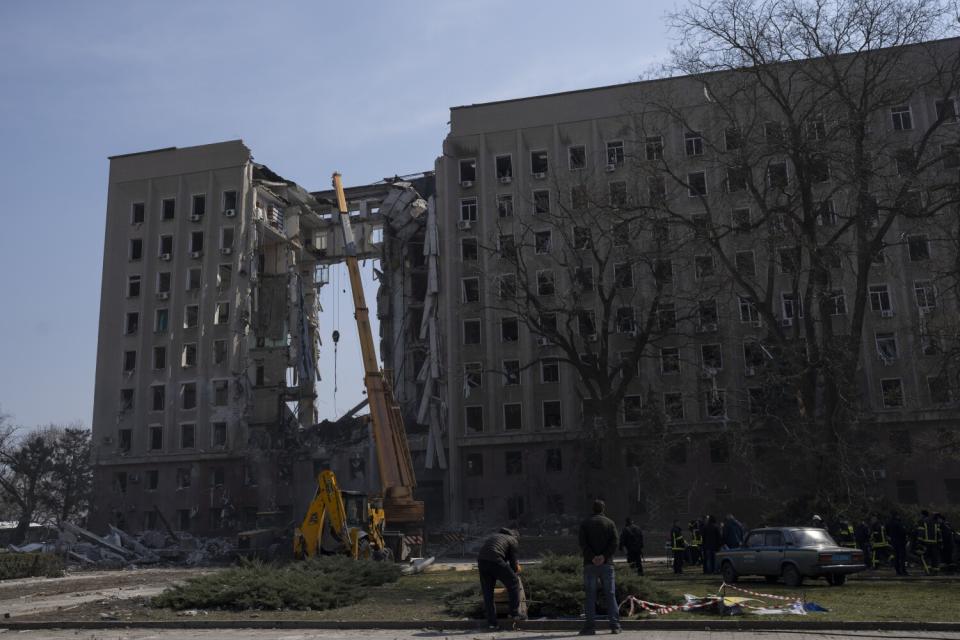 Large building damaged by an airstrike