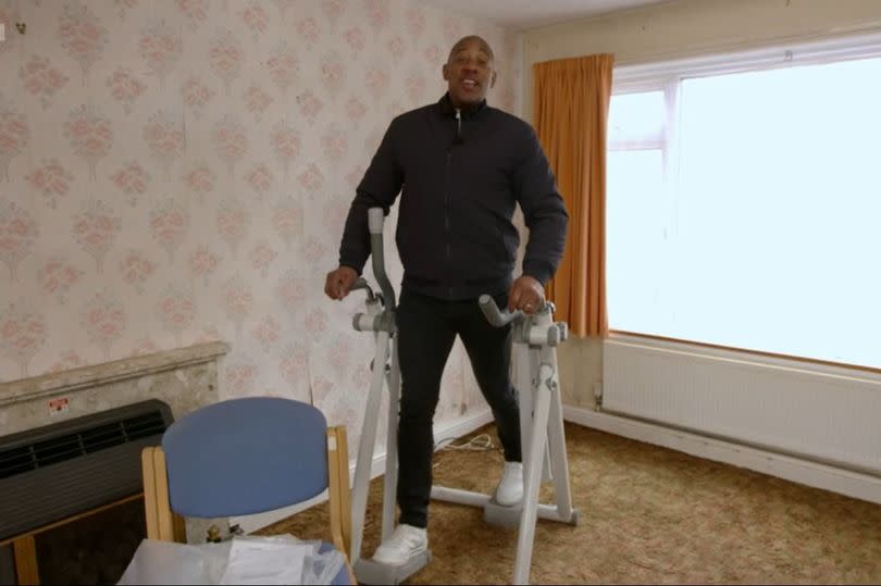 Dion took advantage of the exercise equipment left behind by the previous owner -Credit:BBC