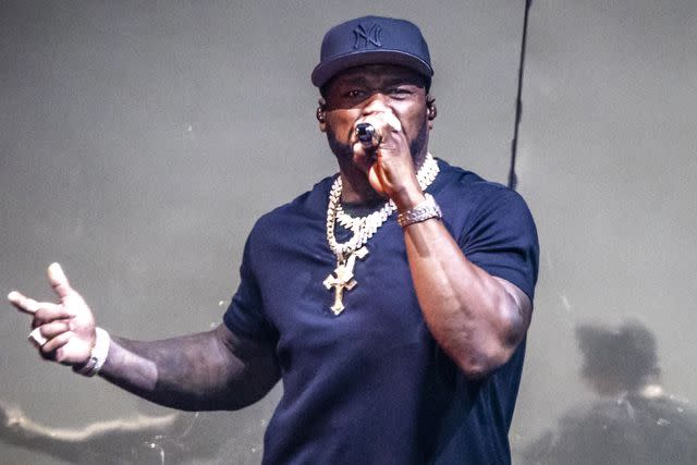 <p>Hollandse Hoogte/Shutterstock</p> 50 Cent performs in Amsterdam in September 2023