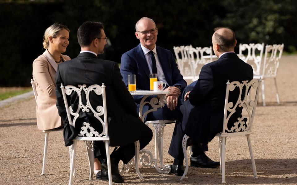 Simon Coveney and Helen McEntee, Ireland’s Minister for Justice, meet Chris Heaton-Harris and Steve Baker ahead of the British-Irish Intergovernmental Conference - Simon Dawson/No 10 Downing Street