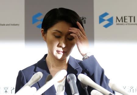 Japan's Economy, Trade and Industry Minister Yuko Obuchi attends a news conference at her ministry in Tokyo October 20, 2014. REUTERS/Toru Hanai