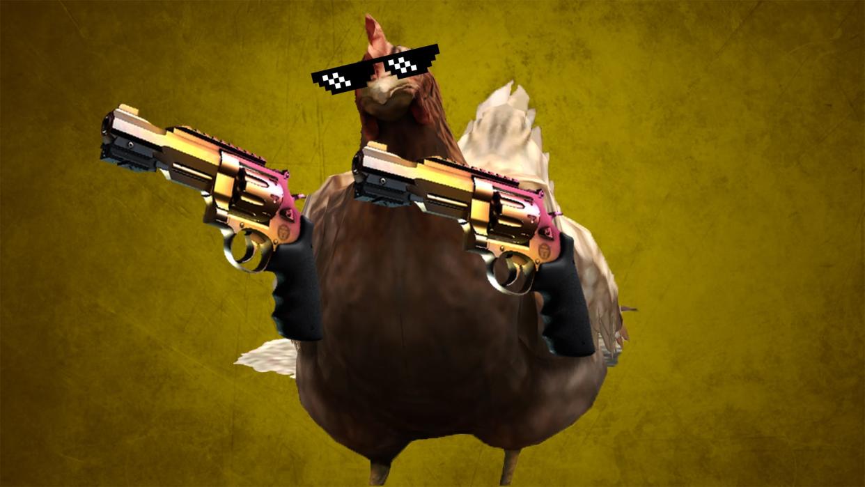  A Counter-Strike chicken with guns. 