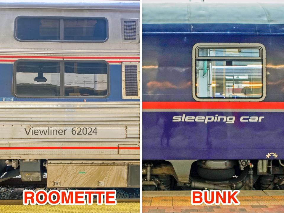 Side-by-side of Amtrak roomette (L) and Nightjet bunk (R), Joey Hadden, "Amtrak roomette and Nightjet shared bunk compared: photos"