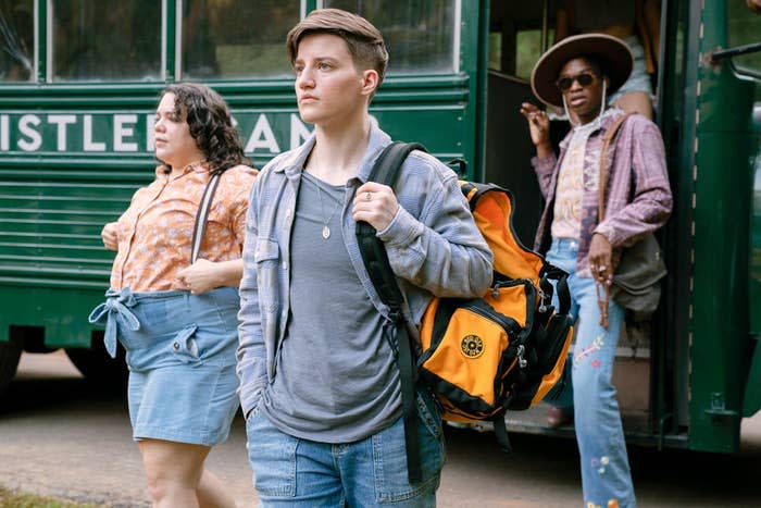 THEY/THEM -- Pictured: (l-r) Theo Germaine as Jordan, Austin Crute as Toby -- (Photo by: Josh Stringer/Blumhouse)