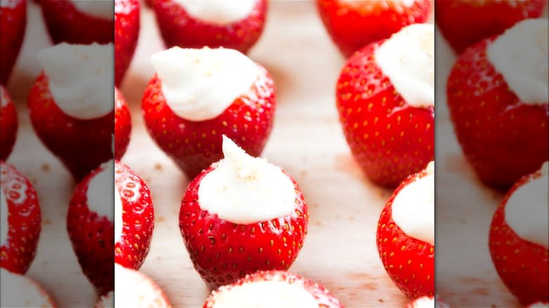 Whipped cream filled strawberries