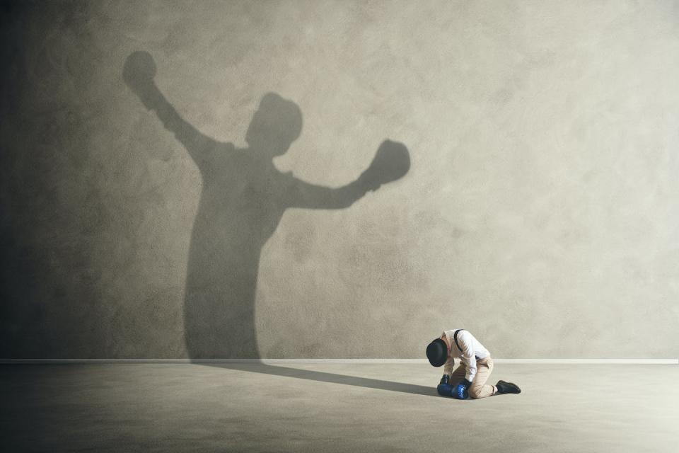 How much people believe they’ve changed often isn’t associated with how much they’ve actually changed. <a href="https://www.shutterstock.com/image-photo/man-defeated-by-his-shadow-boxing-629681300" rel="nofollow noopener" target="_blank" data-ylk="slk:frankie's/Shutterstock.com;elm:context_link;itc:0;sec:content-canvas" class="link ">frankie's/Shutterstock.com</a>