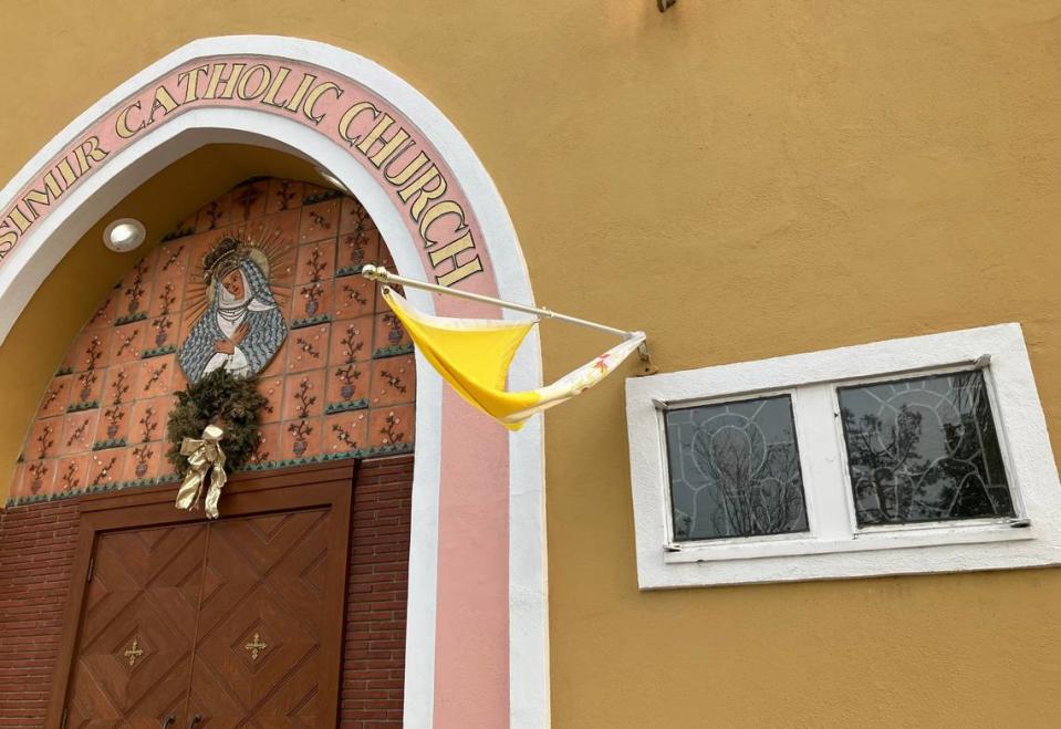 St. Kasimir Catholic Church, across from John Marshall High, where an errant Andy Reid field-goal attempt once broke a window.