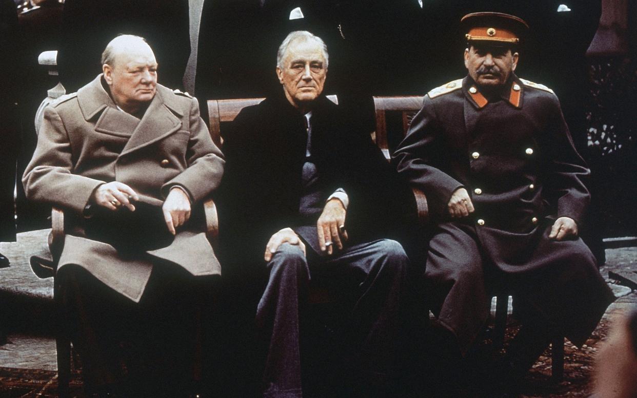Winston Churchill, Franklin D Roosevelt and Joseph Stalin at the Yalta Conference - AP