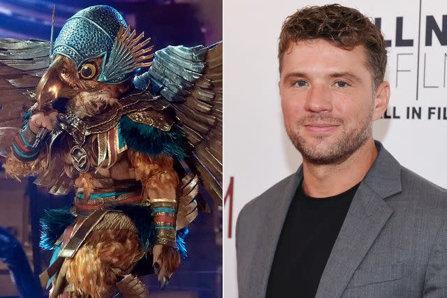 <p>Michael Becker / FOX; Mark Von Holden/Variety via Getty</p> 'The Masked Singer' season 10's Hawk; Ryan Phillippe