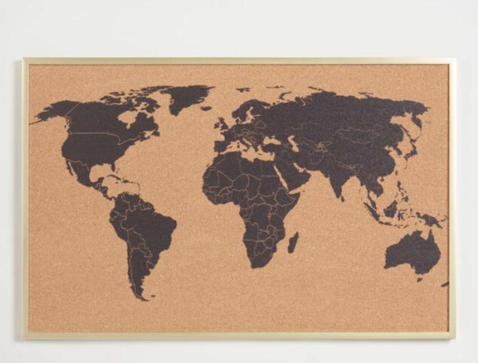 For the couple with a serious case of wanderlust, gifts don't get any more perfect than this pushpin world map to mark where they've traveled together.&nbsp;<strong><a href="https://www.worldmarket.com/product/world-map-corkboard-in-frame.do" target="_blank" rel="noopener noreferrer">Get this pushpin world map for $49.99</a>.</strong>