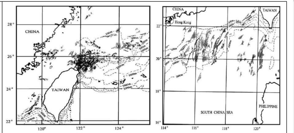 台灣周邊東北角和西南海域為世界知名的巨型內波好發區。翻攝國防先進科技研究計畫
