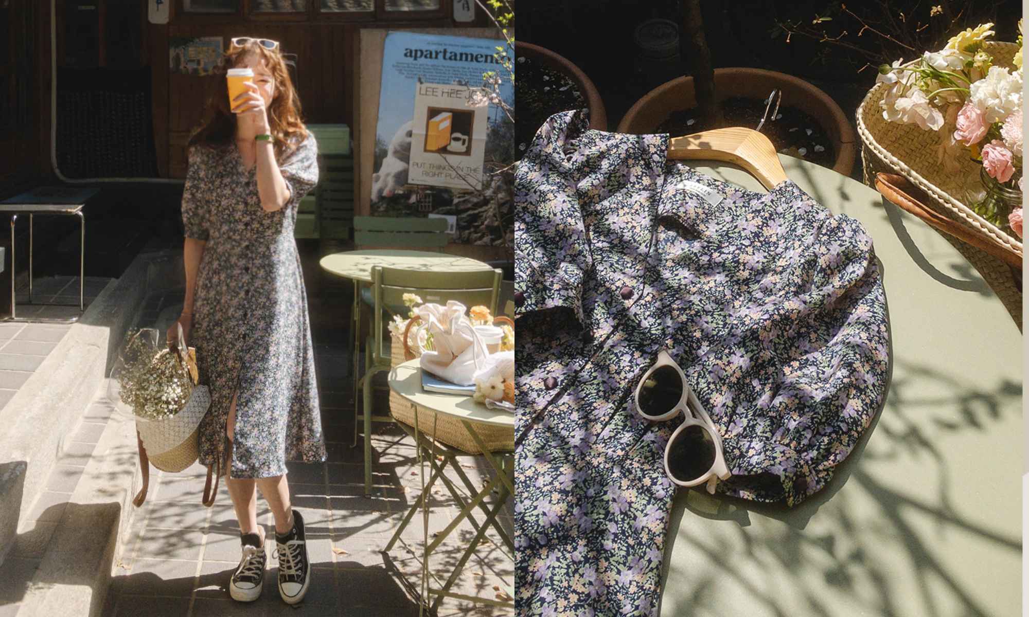夏日顯瘦單品5. 甜美花紋V領長版連身裙 NT$3,030（圖片來源：Yahoo奇摩拍賣）