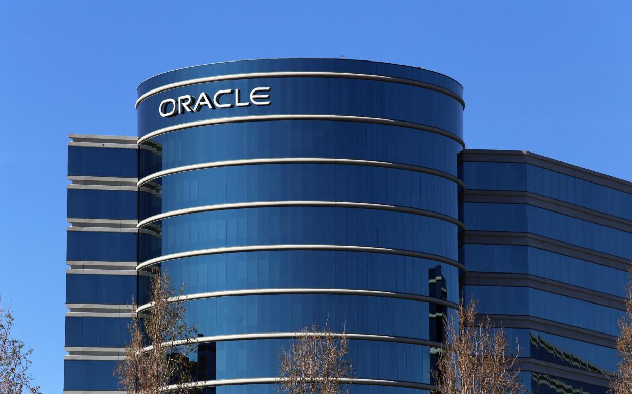 Redwood City, CA, USA – March 18, 2014: The Oracle World Headquarters located in Redwood City. Oracle Corporation is an American multinational computer technology corporation.