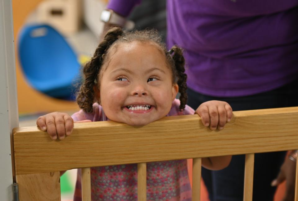 Teachers, threapists and children in action at the Meyer Center for Special Children