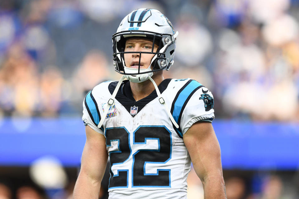 The Carolina Panthers are listening to trade offers for star running Back Christian McCaffrey, but there's no guarantee a deal gets done. (Brian Rothmuller/Icon Sportswire via Getty Images)