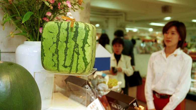 square watermelon in department store