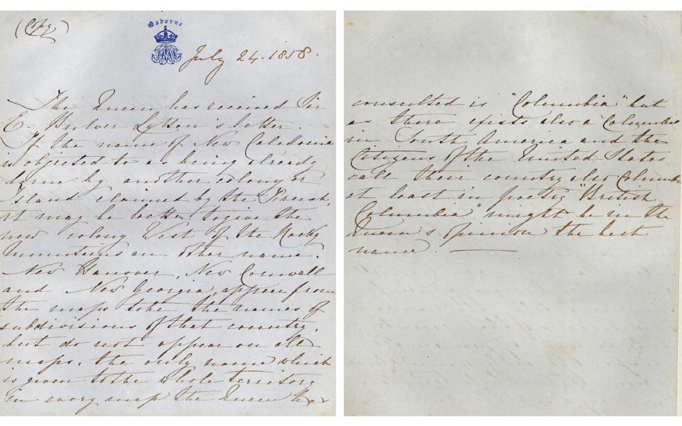 A letter written by Queen Victoria in 1858 when she was 39 years old - Credit:  www.queen-victorias-scrapbook.org.jpg