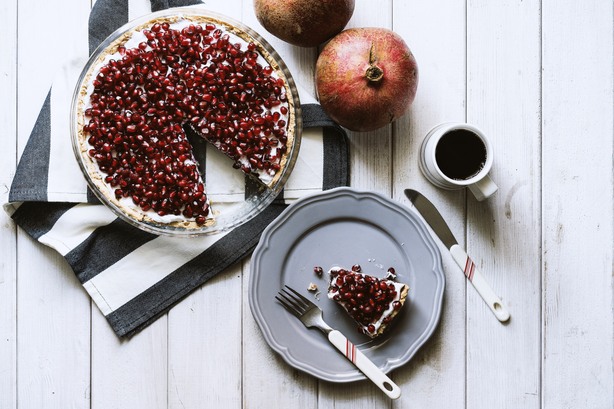 Pomegranate White Chocolate Mousse Pie