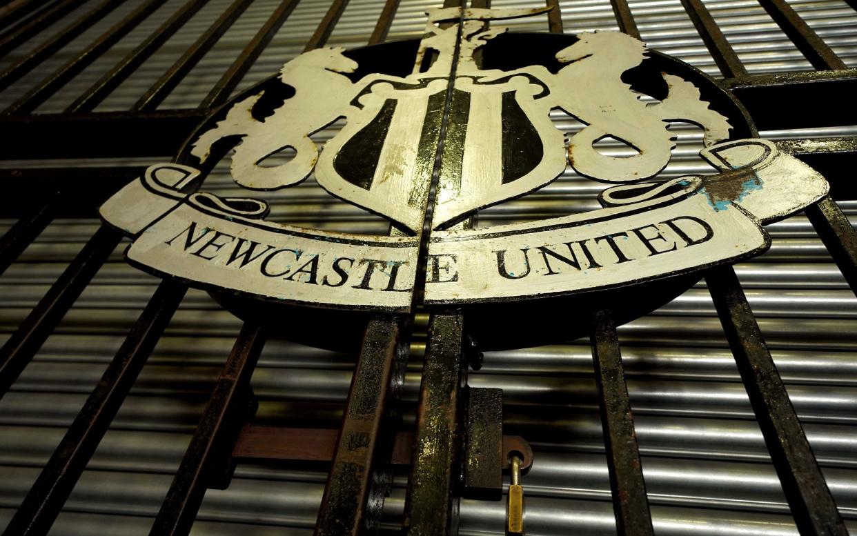 File photo dated 14-03-2020 of a Newcastle United sign outside St James' Park, home of Newcastle United Football Club. PA Photo. Issue date: Monday April 27, 2020. The Saudi-led takeover of Newcastle could be completed within the next fortnight - PA