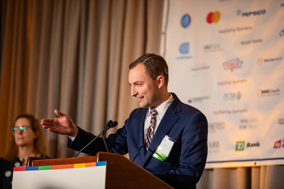 Matthew Ricker with New Rochelle Chamber of Commerce was presented with the Resiliency Award as Volunteer New York! held their 44th Annual Volunteer Spirit Awards, presented by Regeneron, at the Westchester Marriott in Tarrytown, April 12, 2024. The award was presented by WMCHealth.