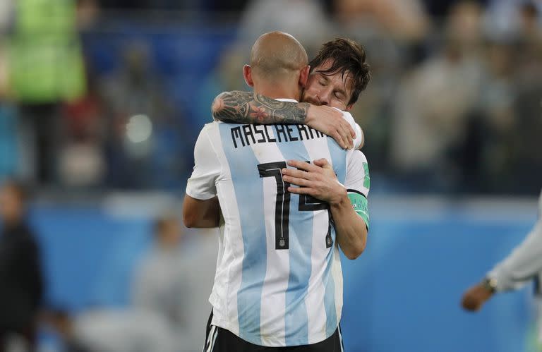 Javier Mascherano y Lionel Messi, Mundial Rusia 2018 Argentina vs Nigeria.